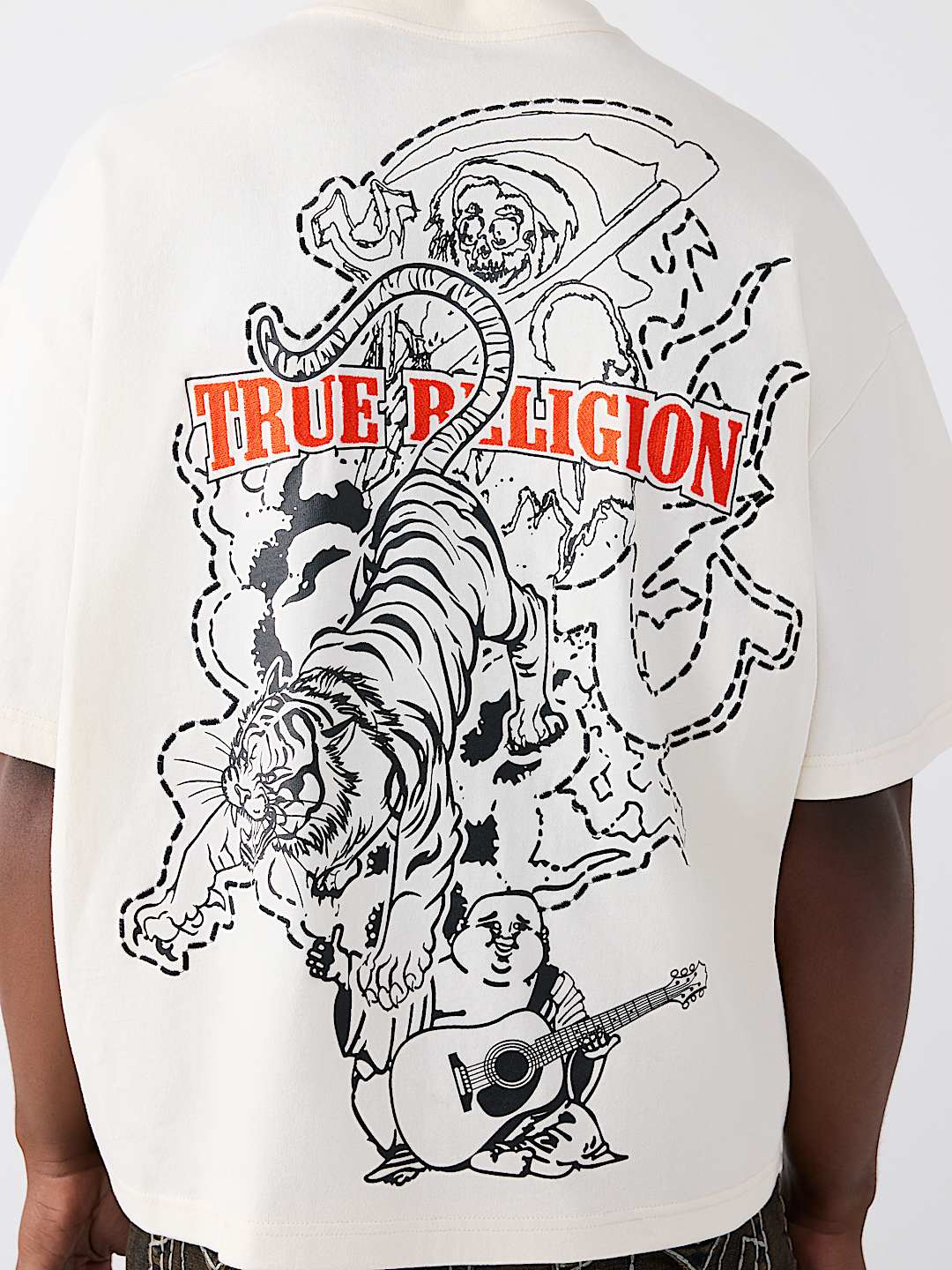 T-SHIRT &Eacute;PAIS SURDIMENSIONN&Eacute; AVEC LOGO DE TIGRE