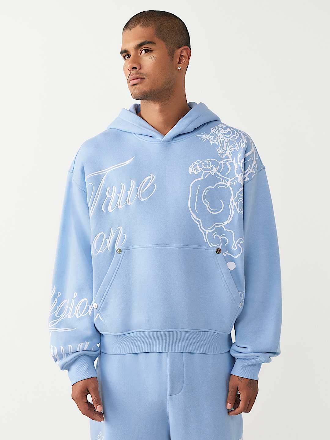 TIGER SCRIPT BOXY HOODIE, image 1
