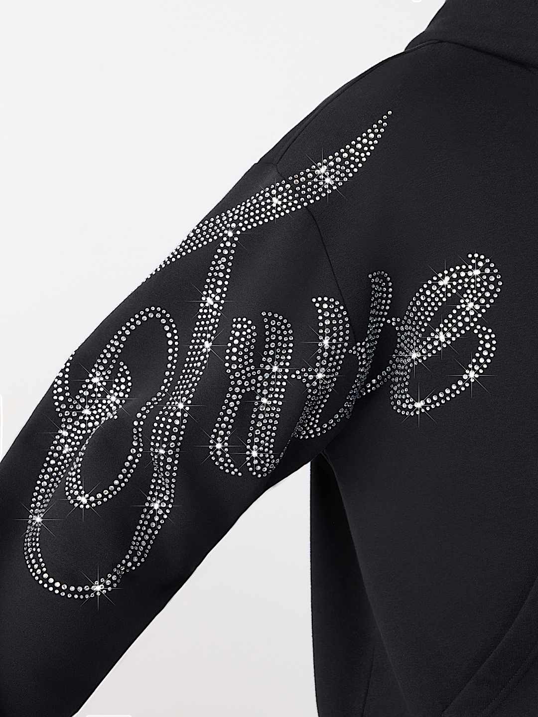 SUDADERA CON CAPUCHA Y CIERRE RELAJADA CON TEXTO Y DIAMANTES DE IMITACI&Oacute;N, image 5