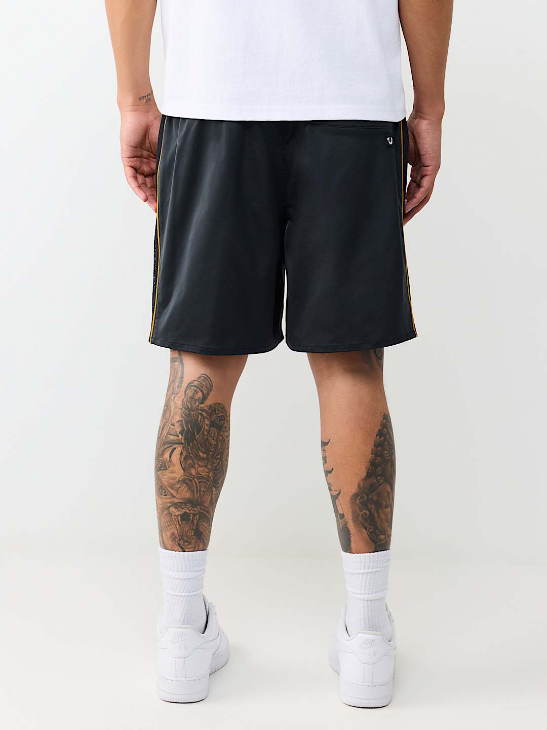 MESH BLOCK SATIN SHORT