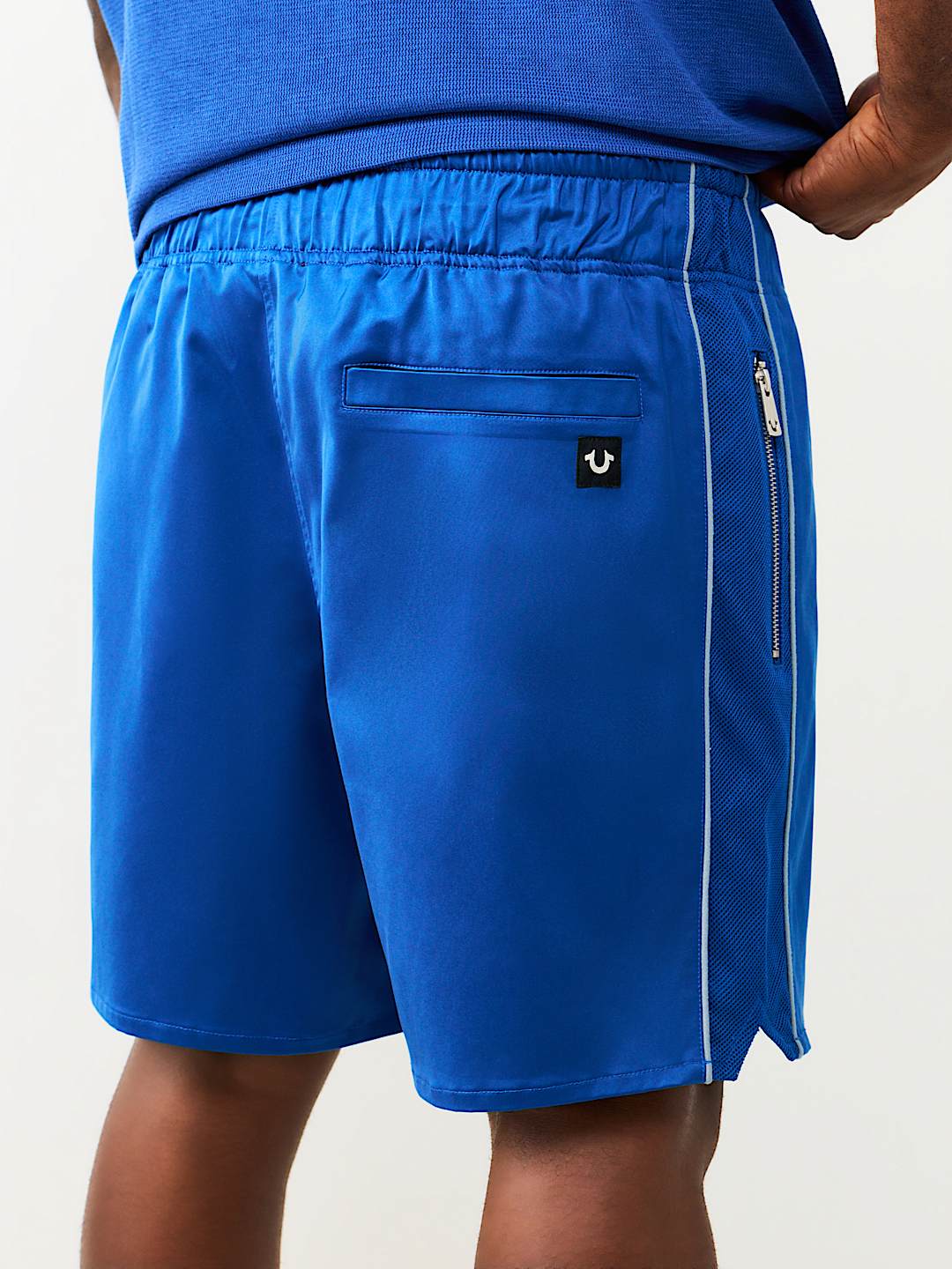 MESH BLOCK SATIN SHORT