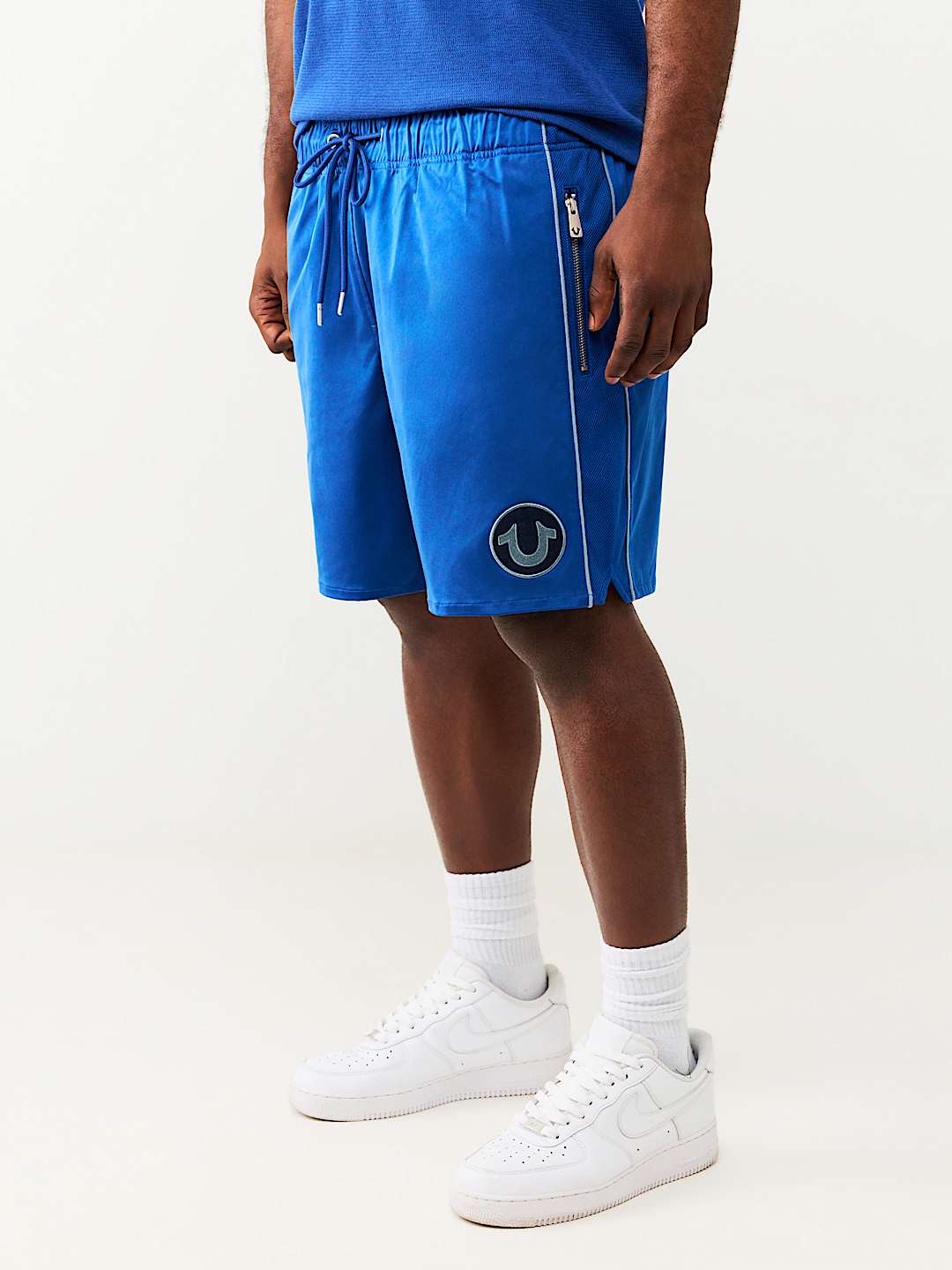 MESH BLOCK SATIN SHORT