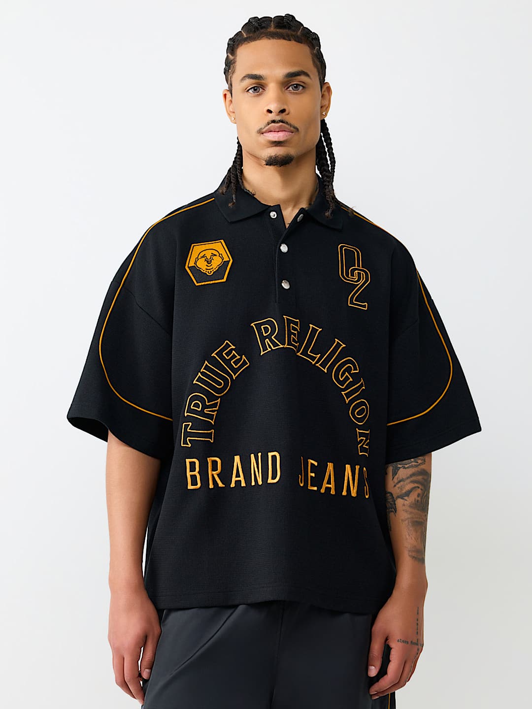 MULTI-LOGO OVERSIZED POLO SHIRT