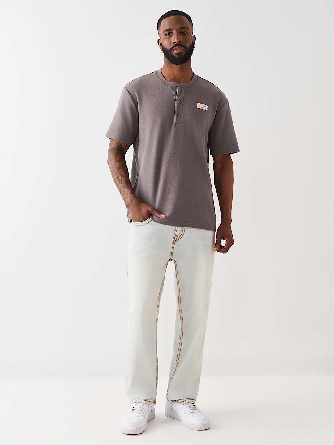 BUDDHA HEAVY KNIT HENLEY TEE