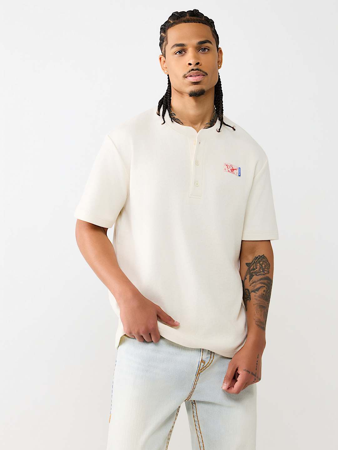 BUDDHA HEAVY KNIT HENLEY TEE