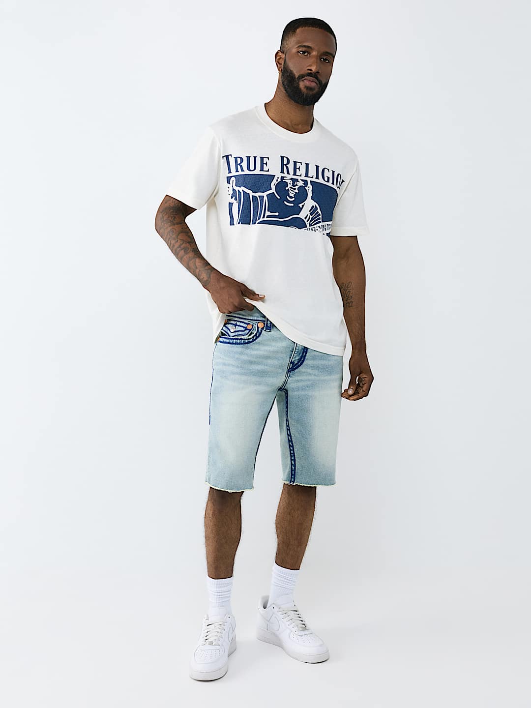RICKY FRAYED HEM ROPE STITCH FLAP SHORT
