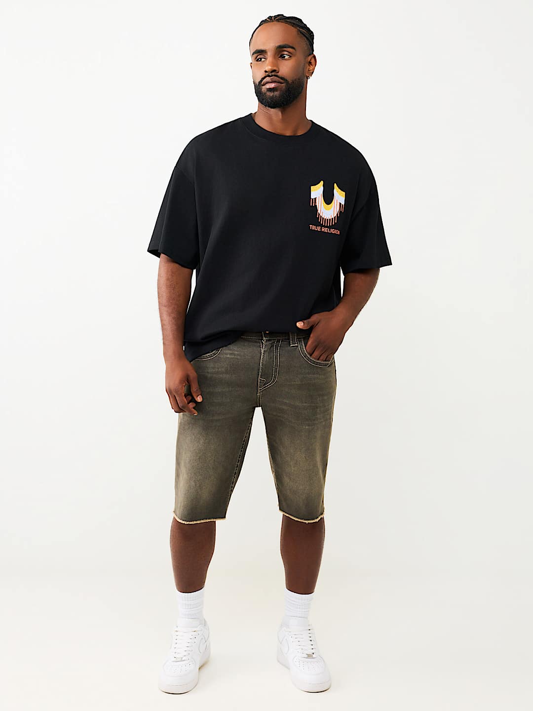 RICKY BIG T FLAP FRAY HEM SHORT