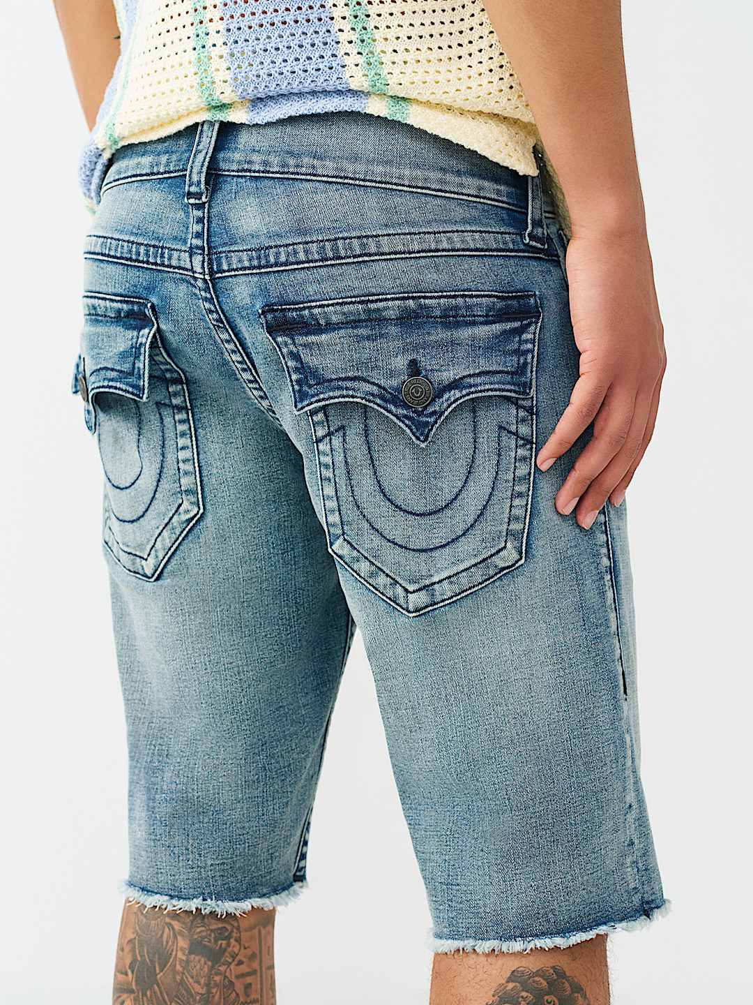 RICKY GRAPHIC FRAYED HEM FLAP SHORT, image 2