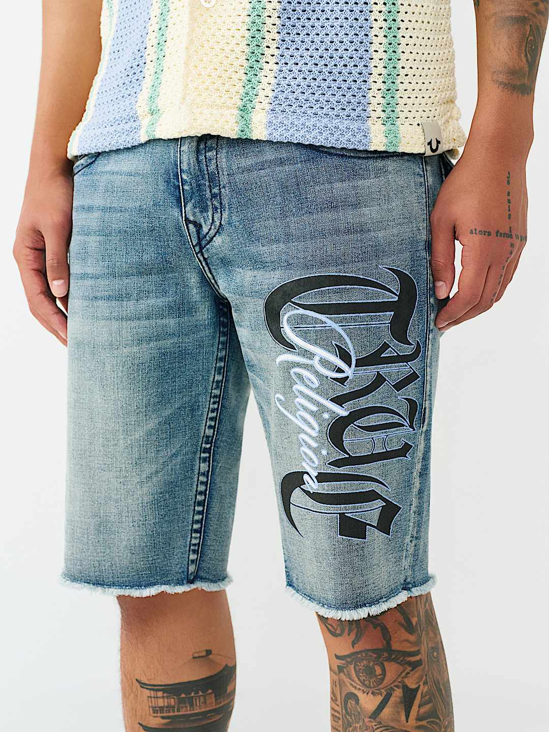 RICKY GRAPHIC FRAYED HEM FLAP SHORT, image 1