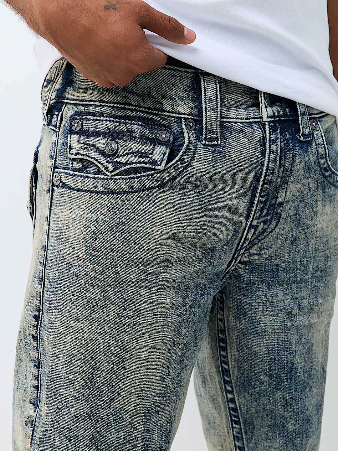 RICKY ACID WASH FLAP STRAIGHT JEAN 34"