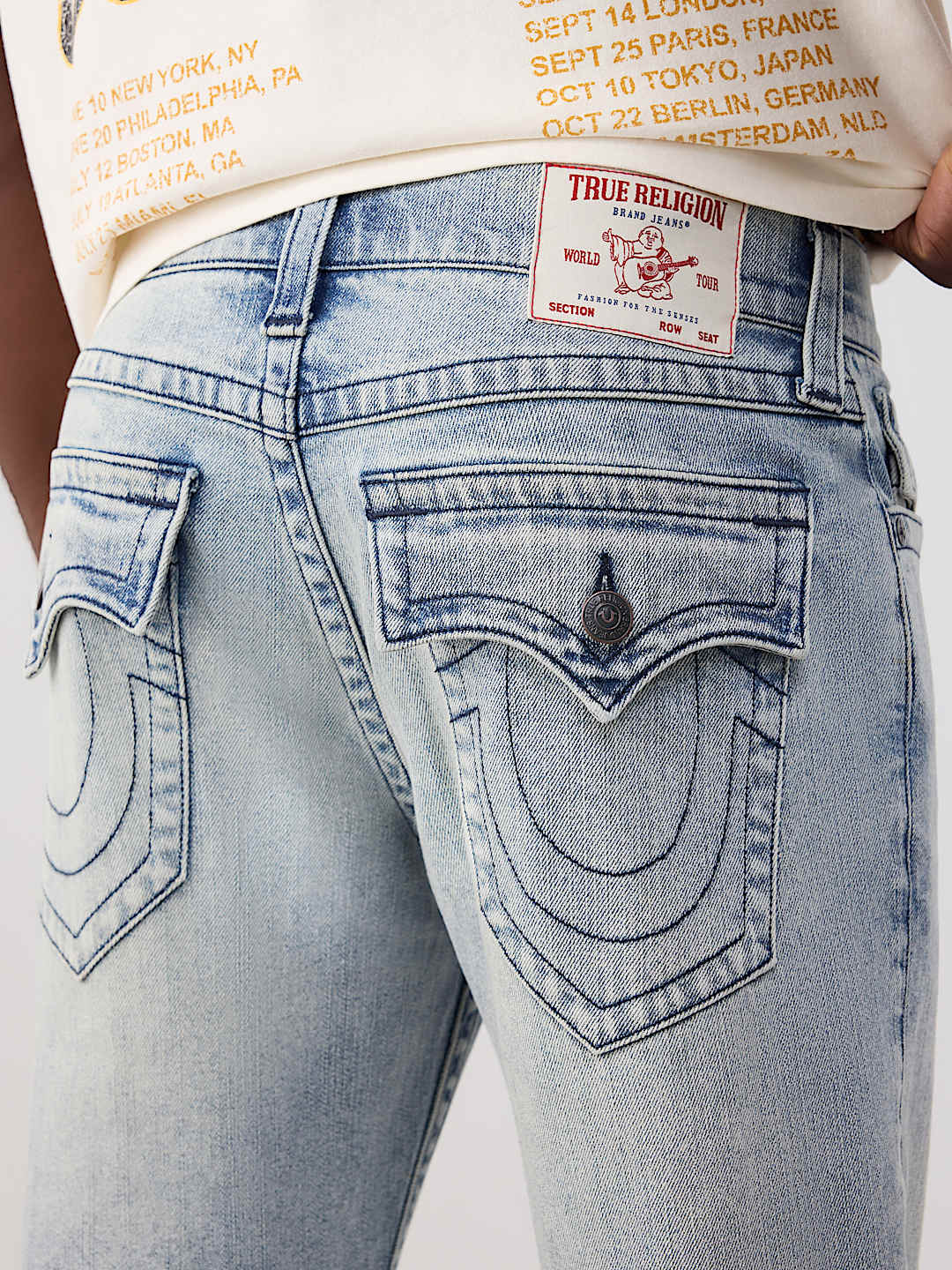 BILLY MENDED LOGO FLAP BOOTCUT JEAN 34"
