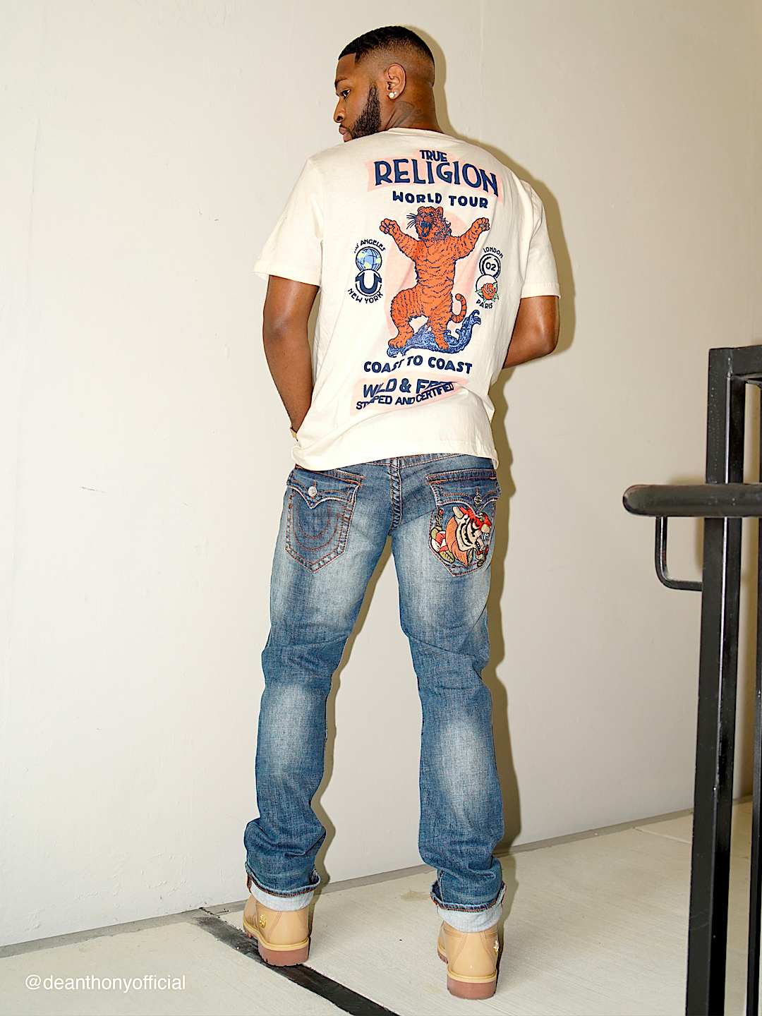 RICKY BIG T EMBROIDERED STRAIGHT JEAN - MEDIUM DARK WASH | True