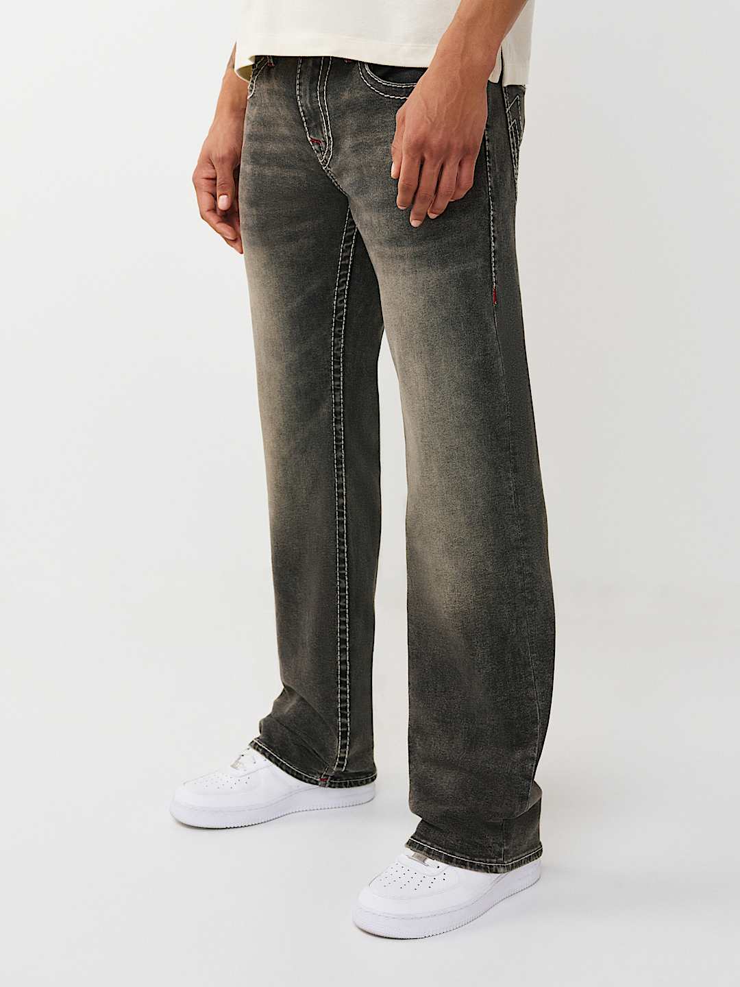 BILLY BIG T EMBROIDERED POCKET BOOTCUT JEAN - CRACKED SLATE BLACK