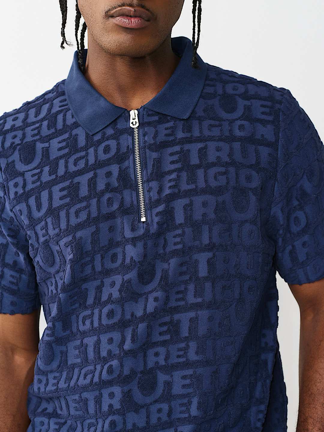 LOGO TERRY KNIT ZIP POLO SHIRT, image 4