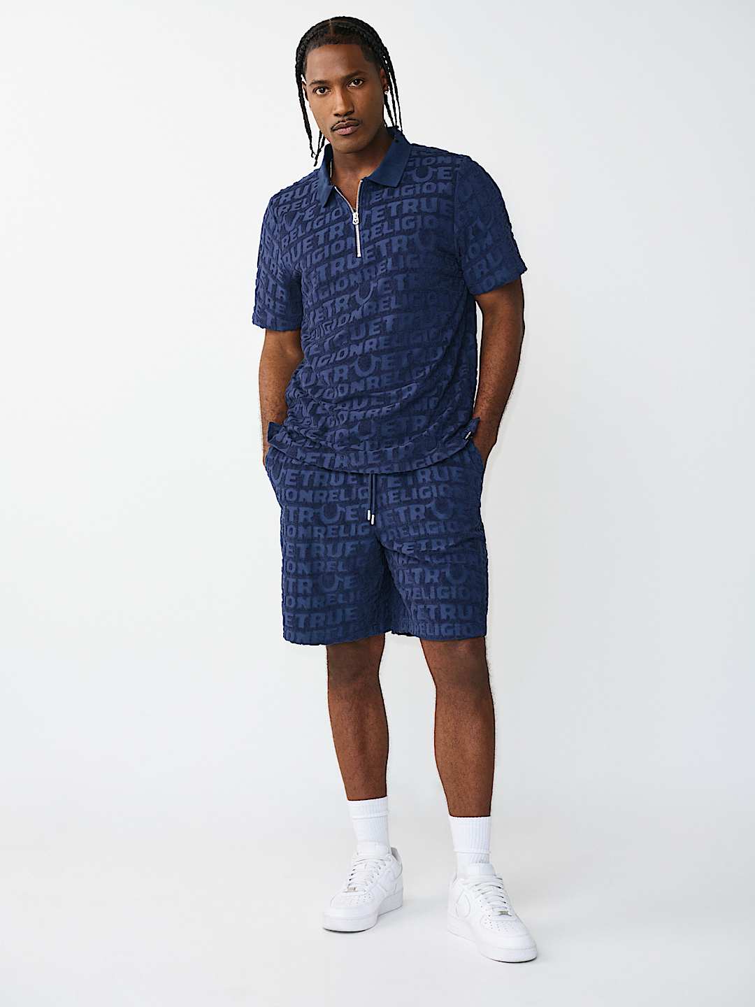 LOGO TERRY KNIT ZIP POLO SHIRT, image 6