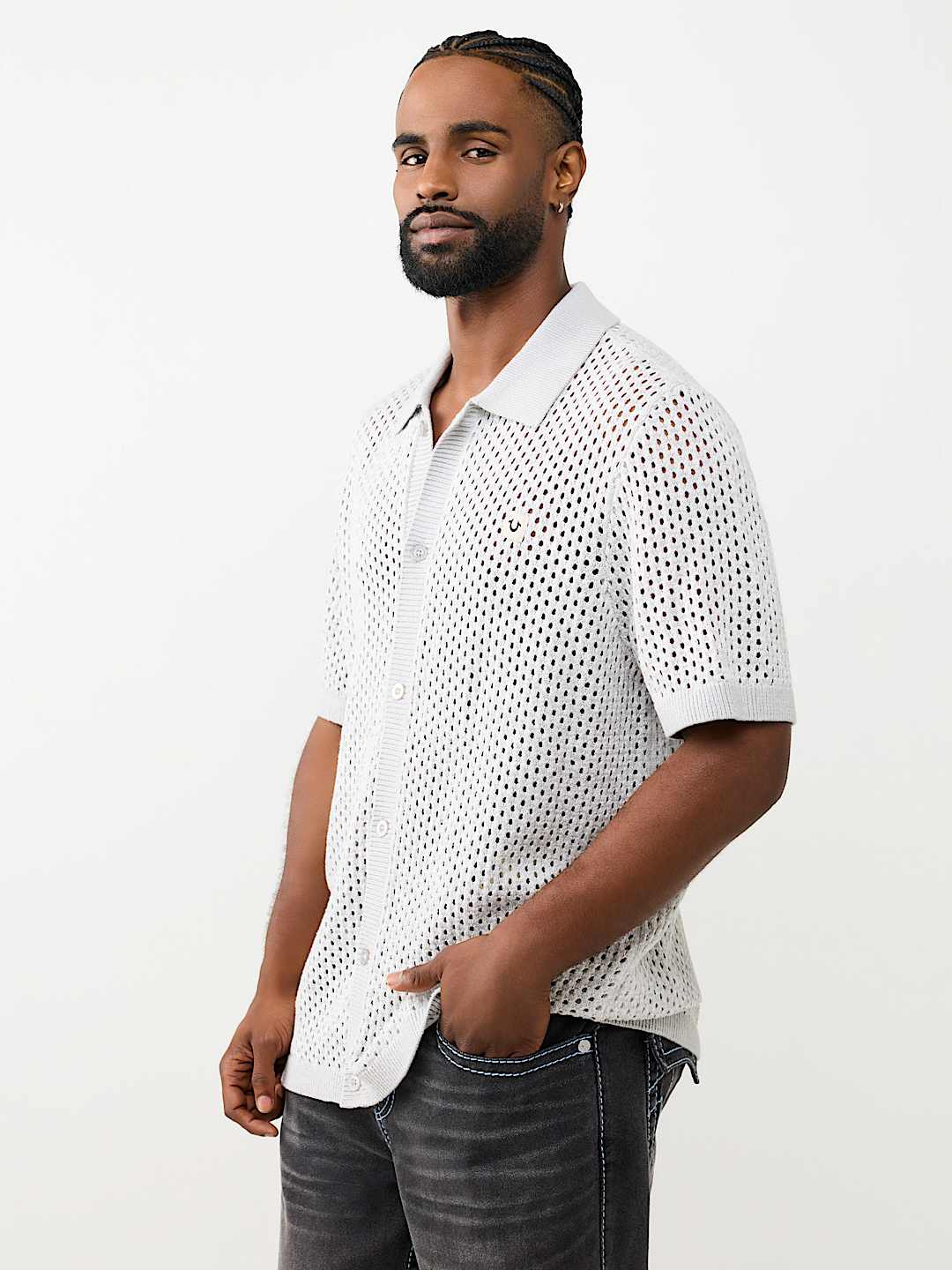 MARLED CROCHET KNIT SHIRT