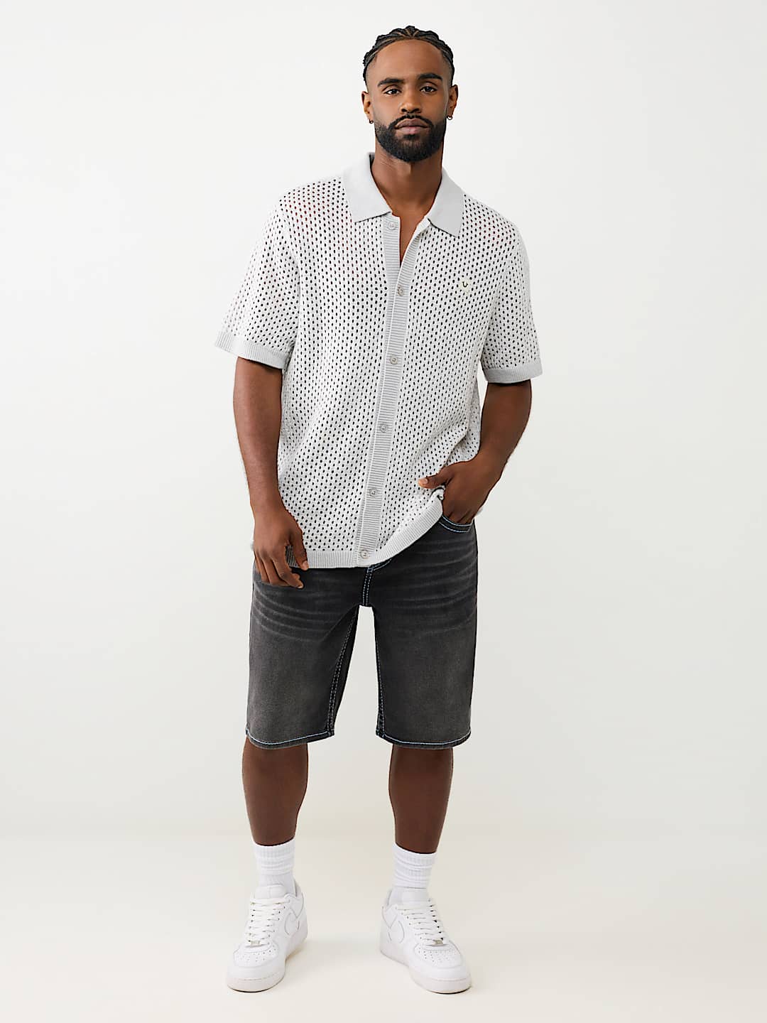 MARLED CROCHET KNIT SHIRT