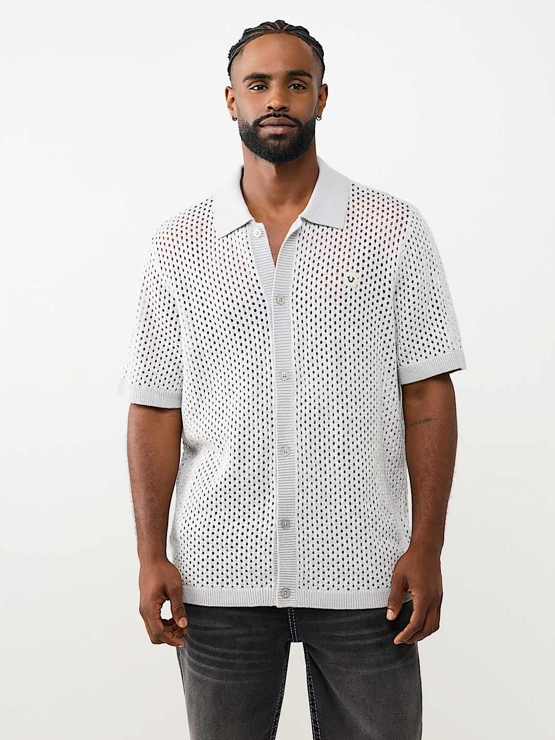 MARLED CROCHET KNIT SHIRT