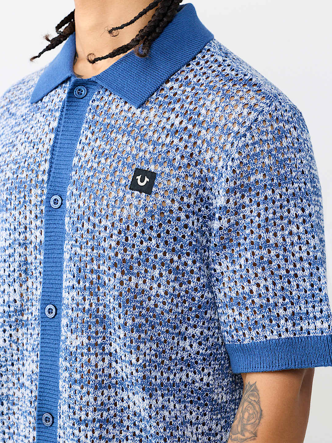 MARLED CROCHET KNIT SHIRT
