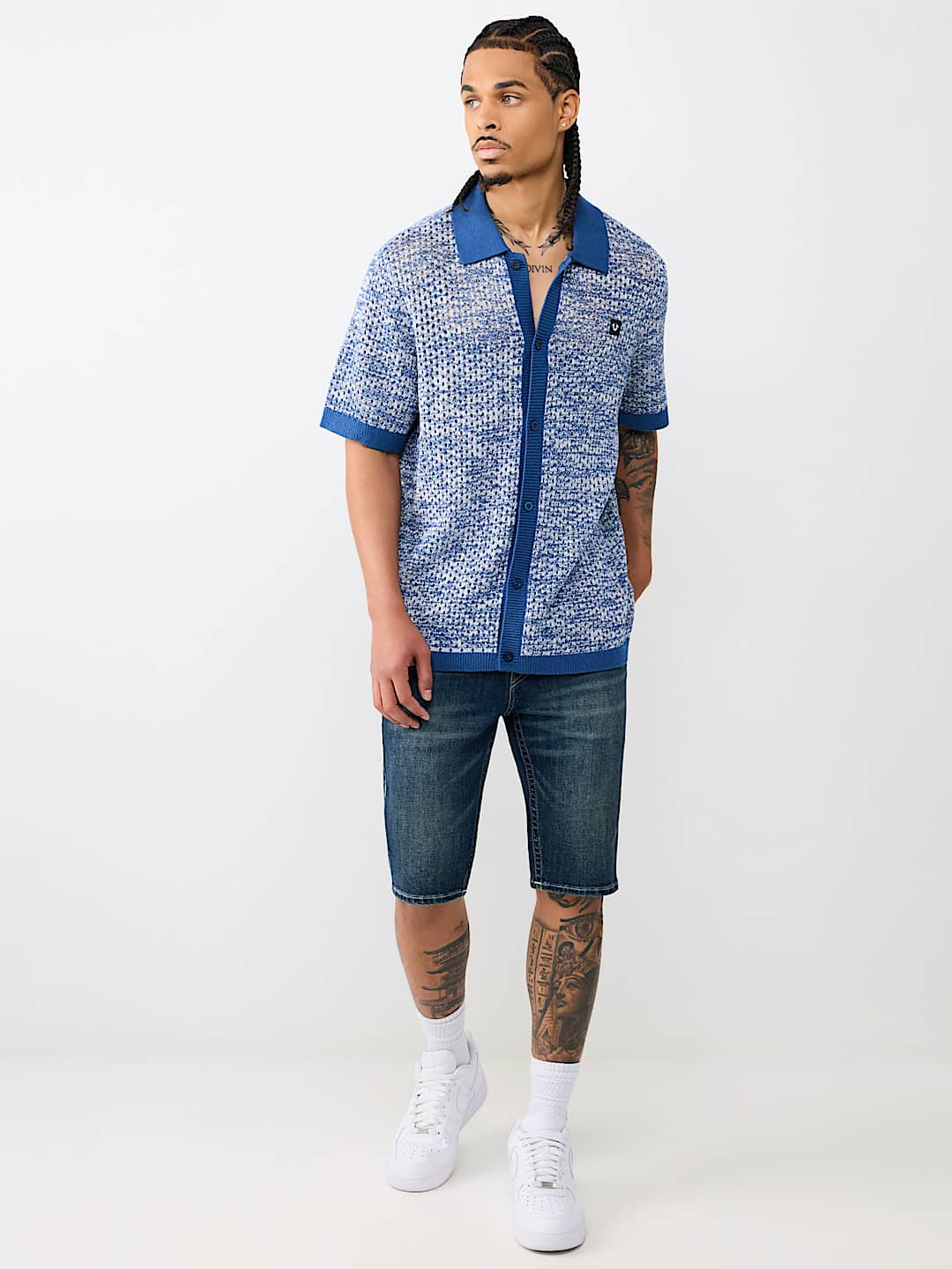MARLED CROCHET KNIT SHIRT