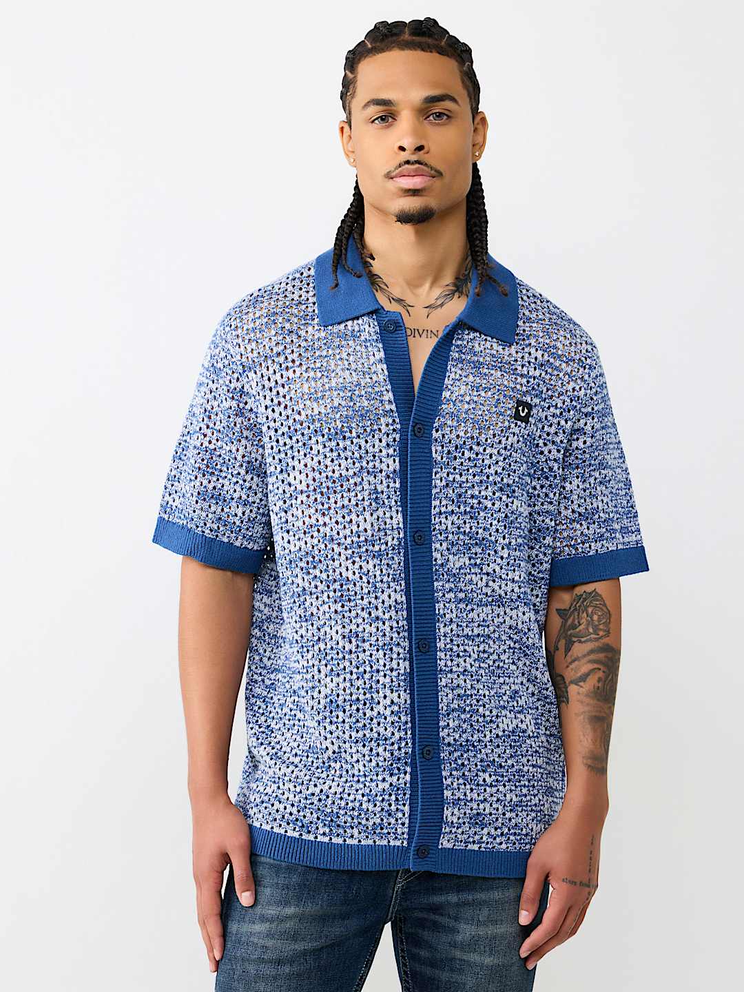 MARLED CROCHET KNIT SHIRT