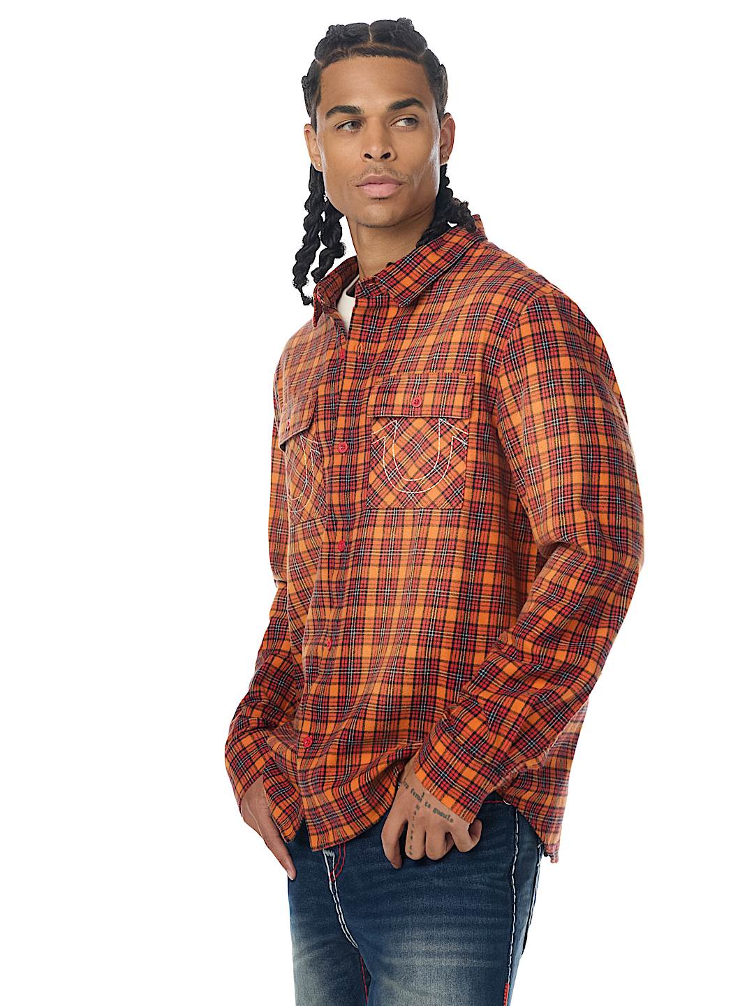 LONG SLEEVE SPRAYED FLANNEL SHIRT