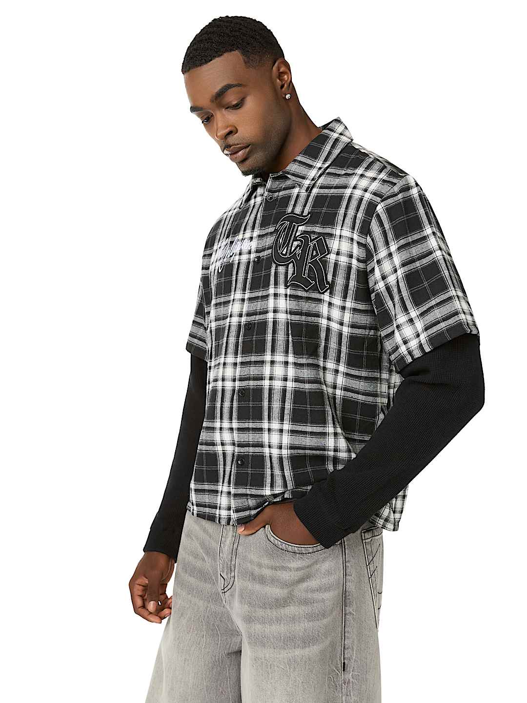 LONG SLEEVE WAFFLE KNIT FLANNEL SHIRT