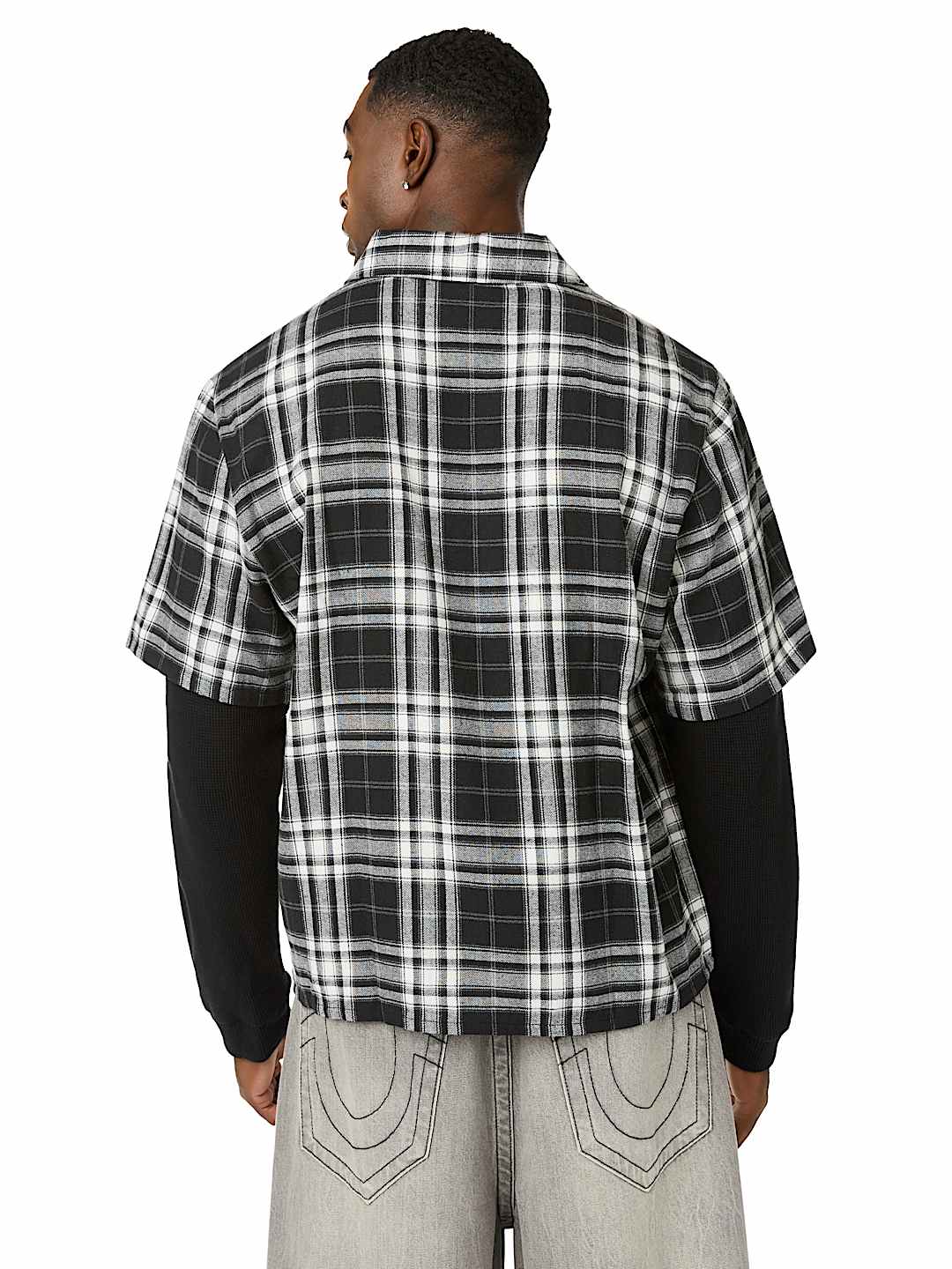 LONG SLEEVE WAFFLE KNIT FLANNEL SHIRT
