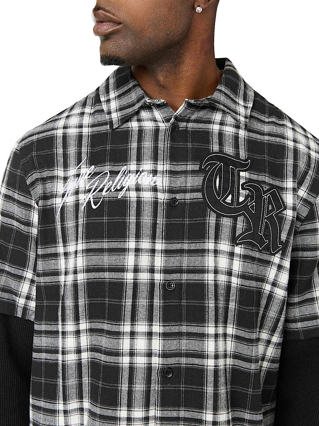 LONG SLEEVE WAFFLE KNIT FLANNEL SHIRT