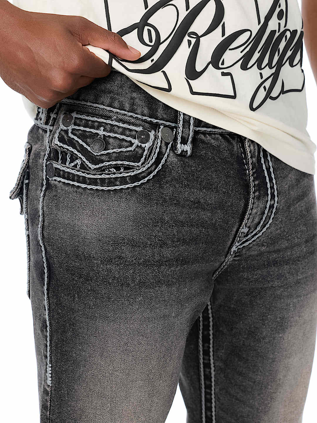RICKY ROPE STITCH FLAP STRAIGHT JEAN 34"