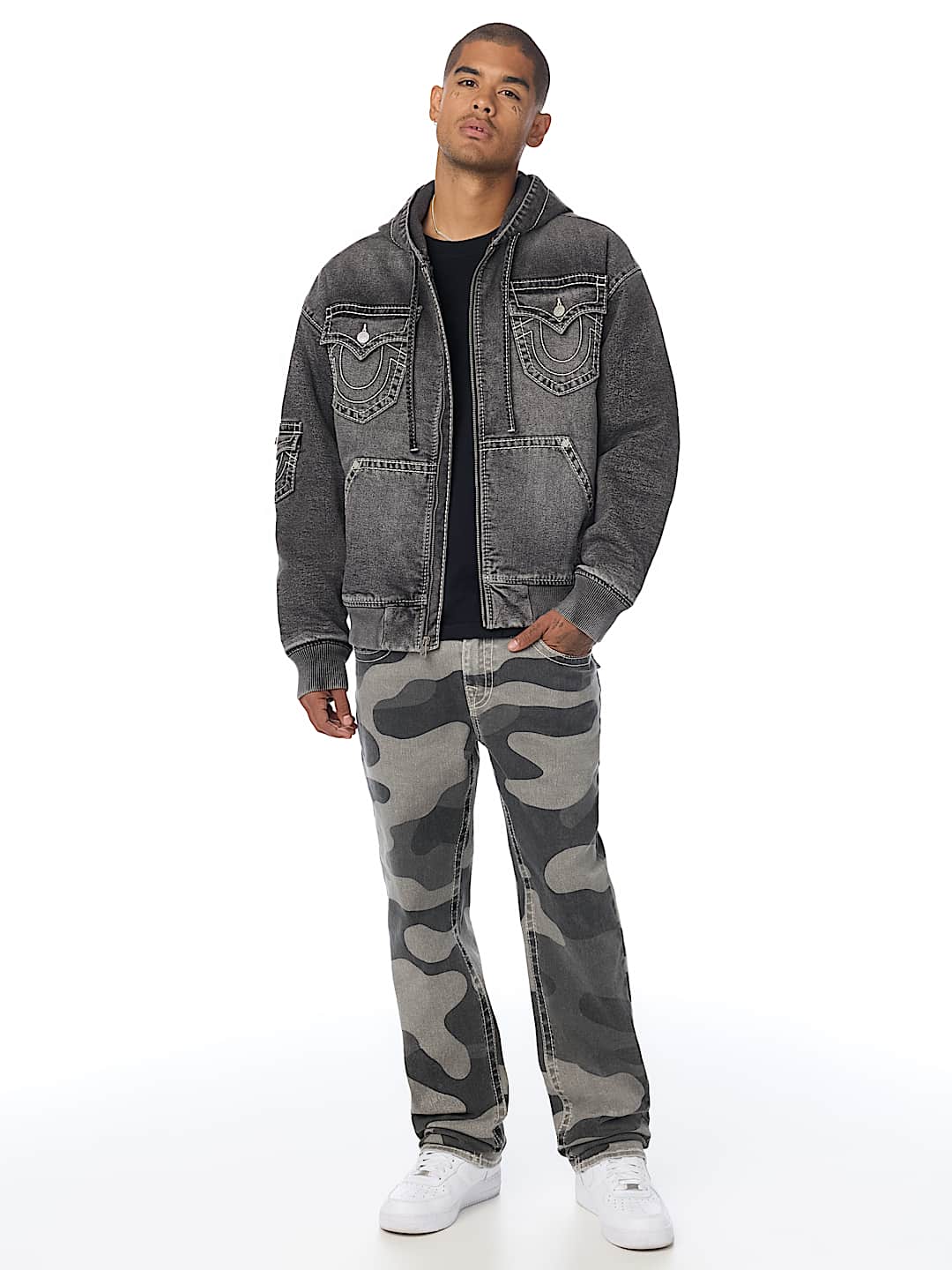 BIG T HOODED DENIM JACKET