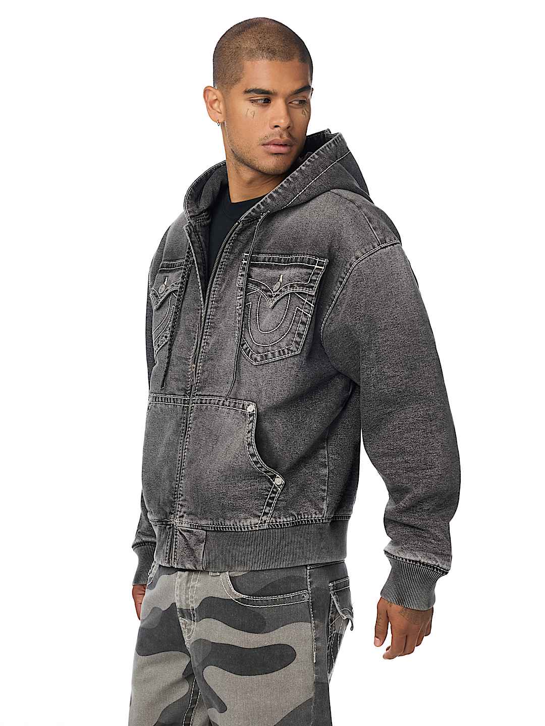 BIG T HOODED DENIM JACKET