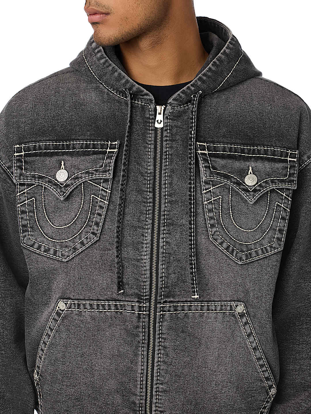 BIG T HOODED DENIM JACKET