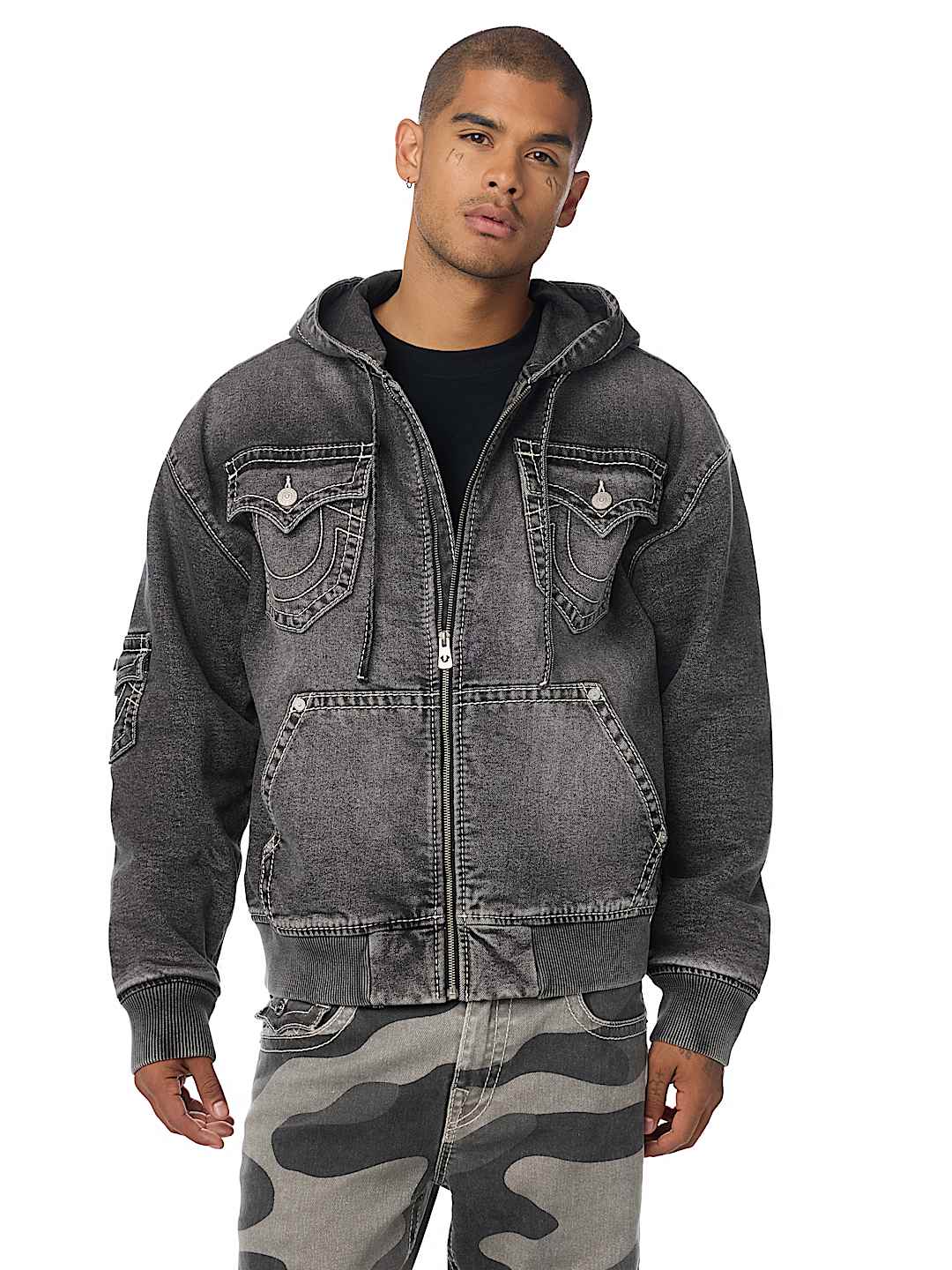BIG T HOODED DENIM JACKET