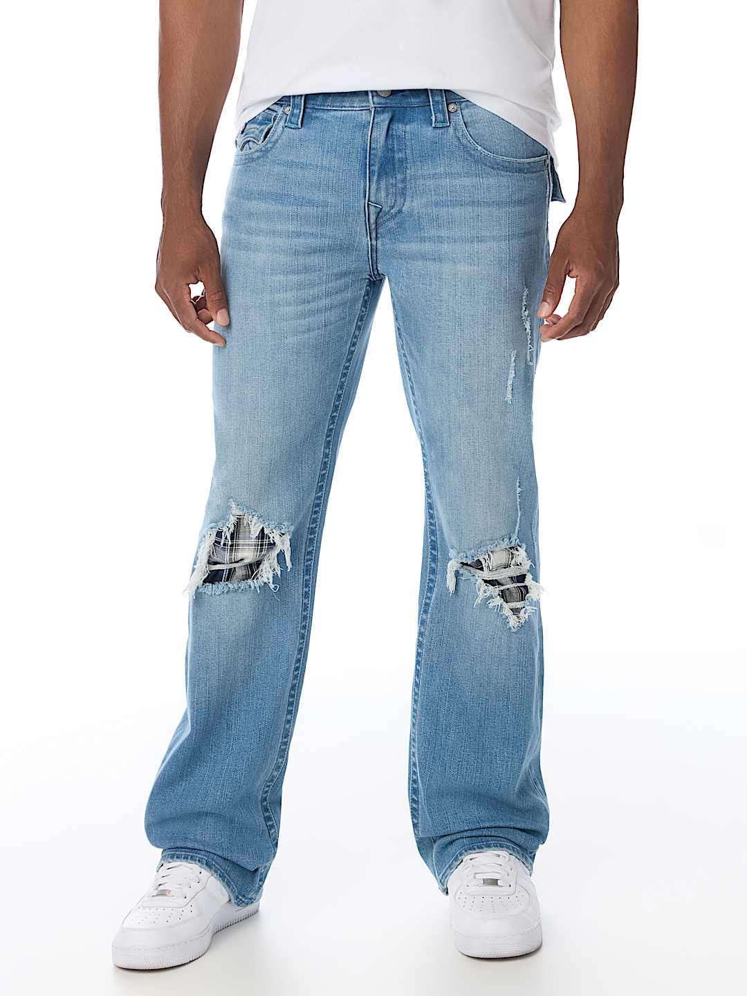 BILLY PLAID BACKING FLAP BOOTCUT JEAN 34"