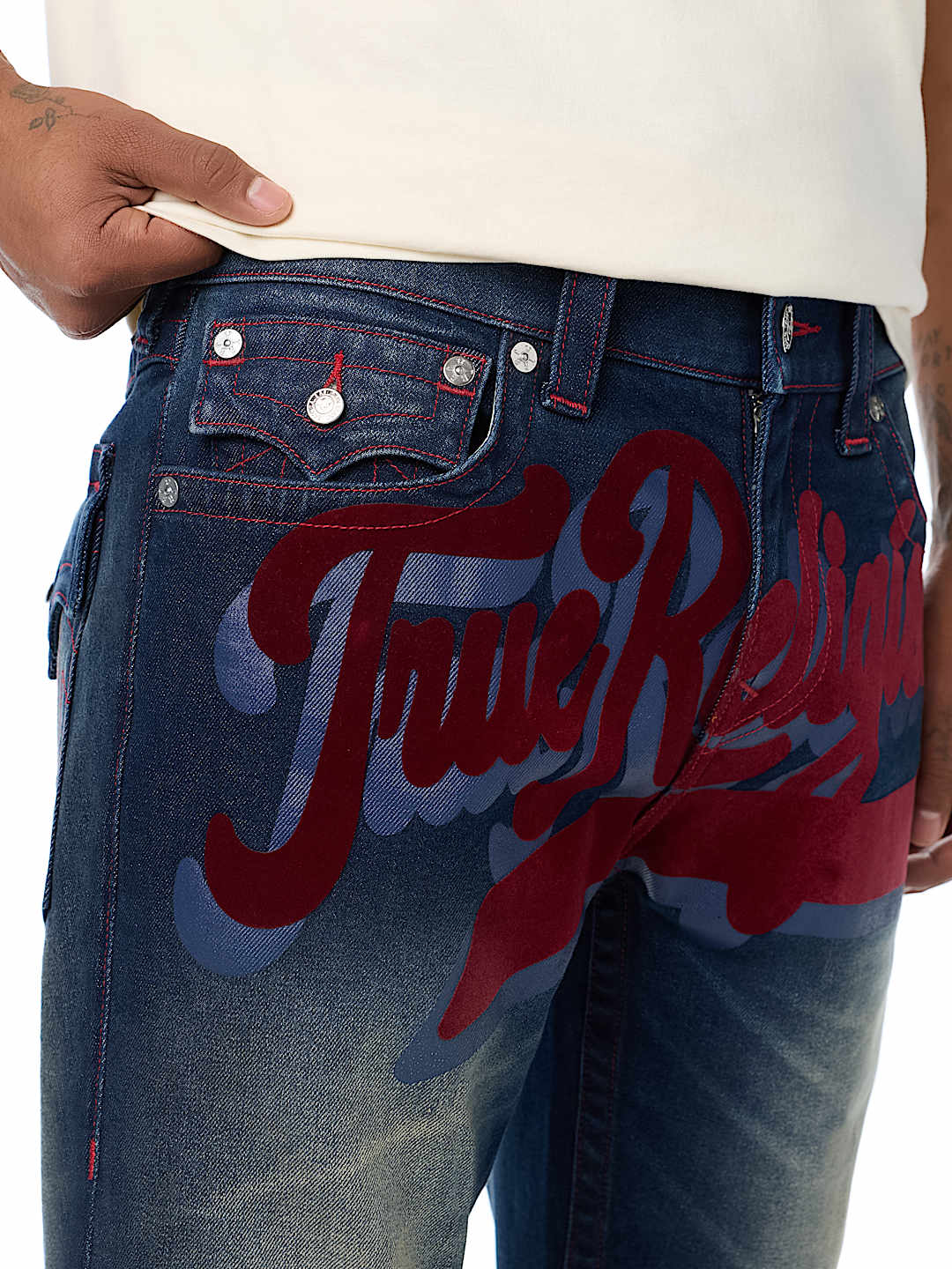 RICKY LOGO FLAP STRAIGHT JEAN 34"