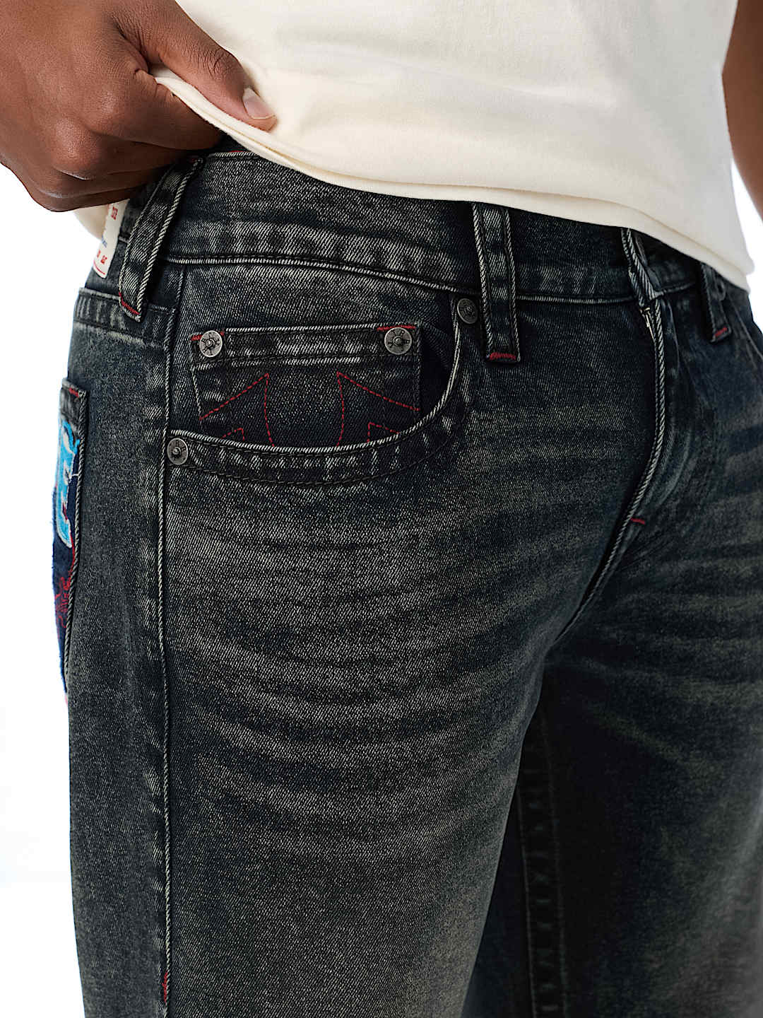 RICKY EMBROIDERED STRAIGHT JEAN 34"