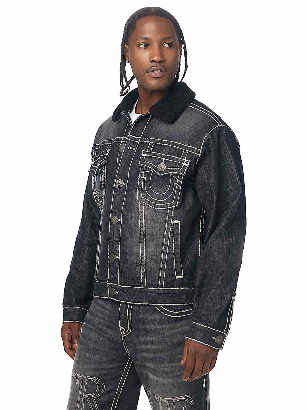 SUPER T OVERSIZED DENIM SHERPA TRUCKER JACKET