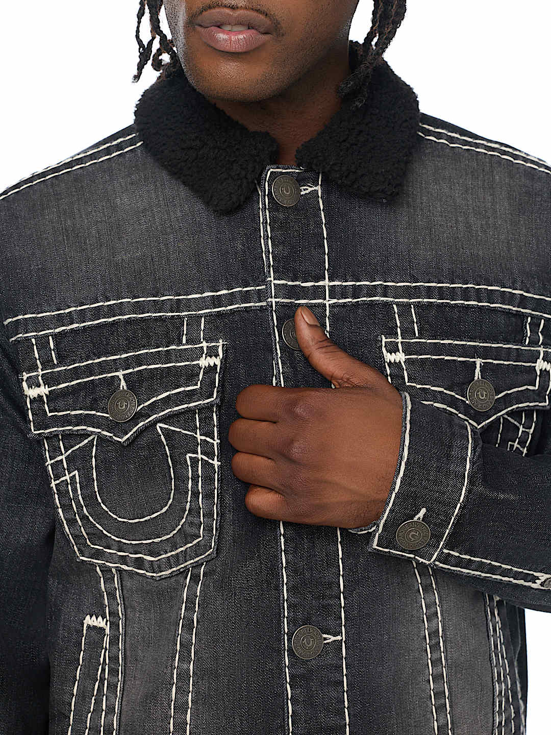 SUPER T OVERSIZED DENIM SHERPA TRUCKER JACKET