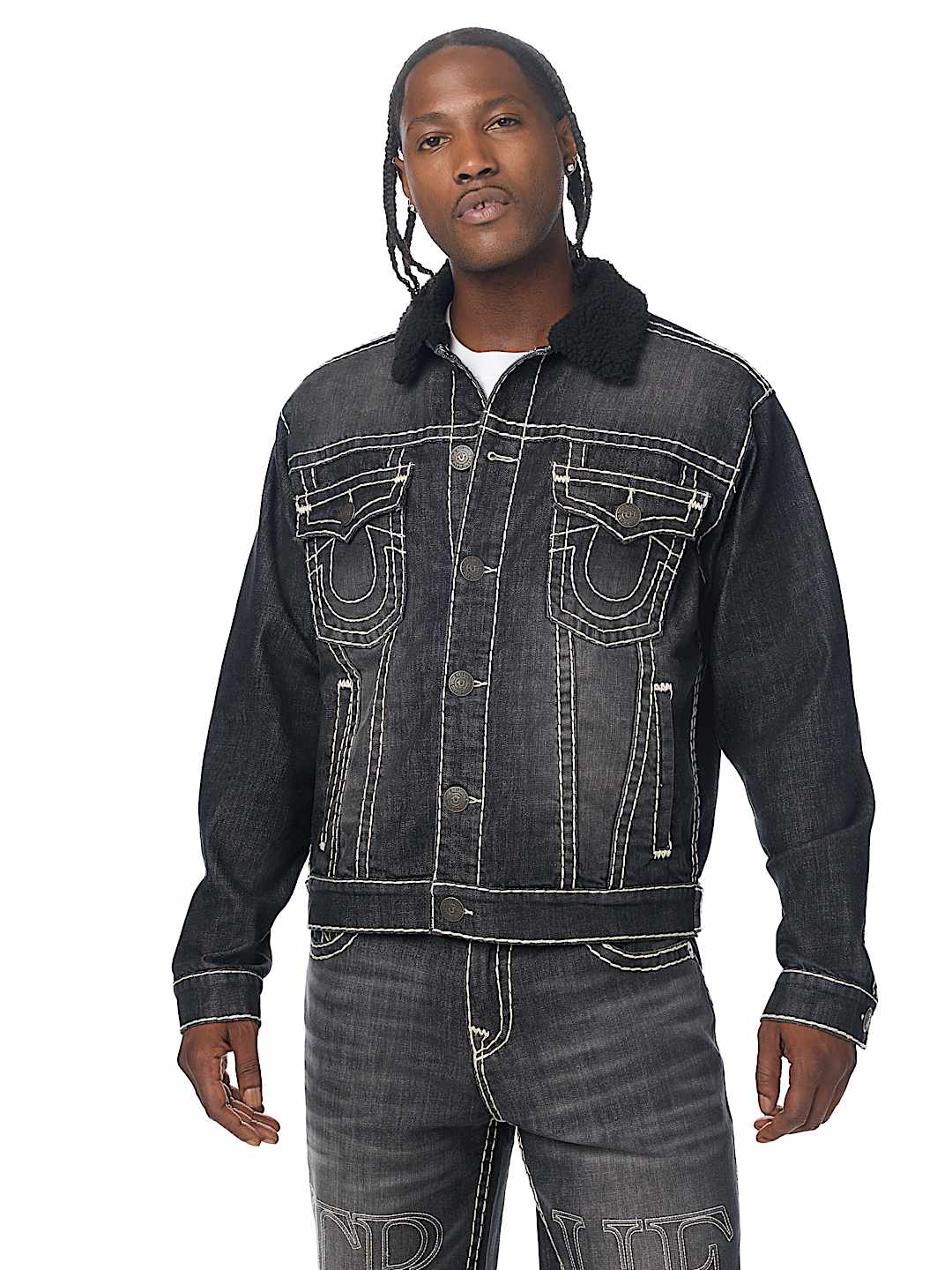 SUPER T OVERSIZED DENIM SHERPA TRUCKER JACKET