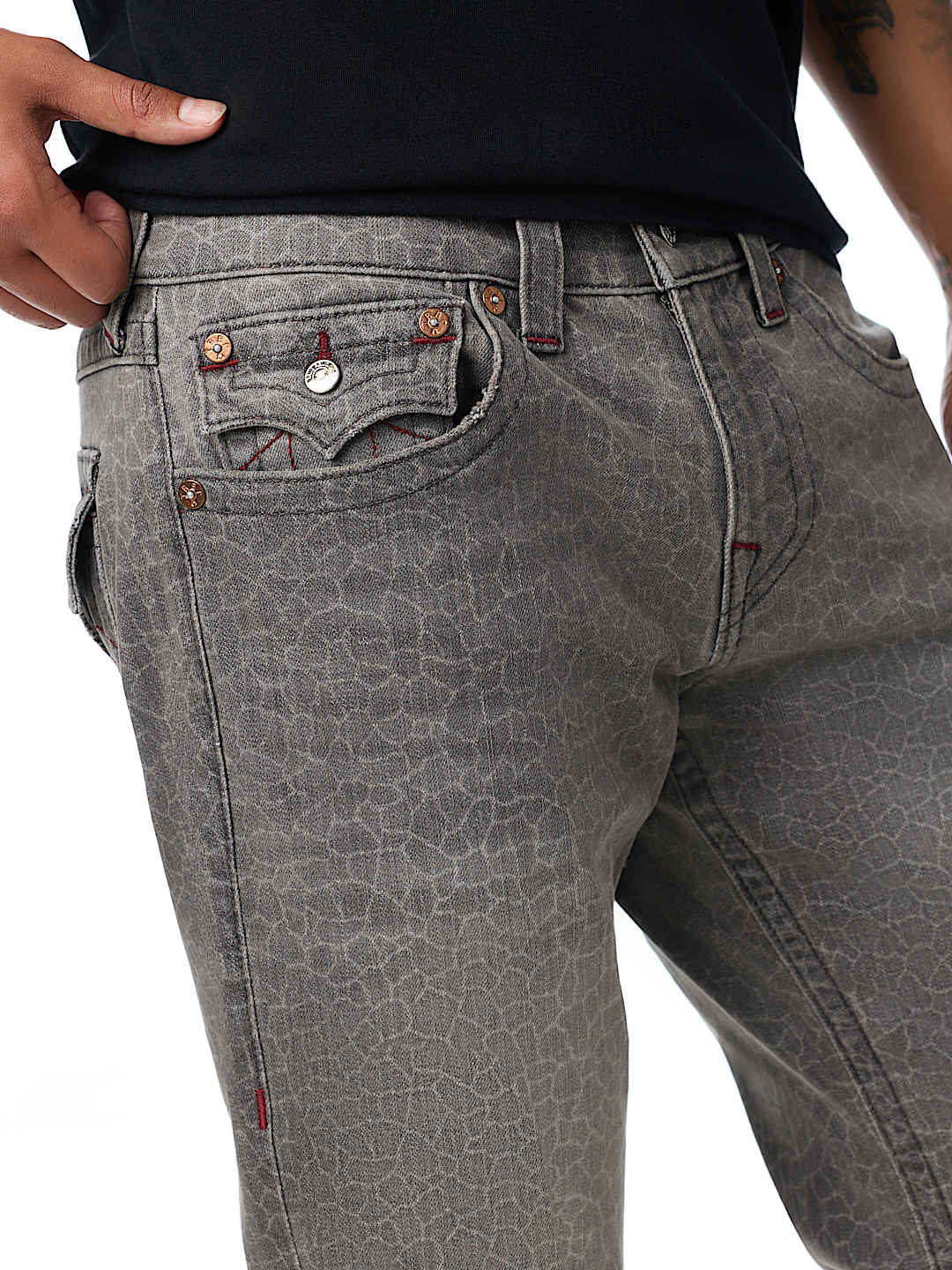 BILLY GATOR SCALE FLAP BOOTCUT JEAN 34"