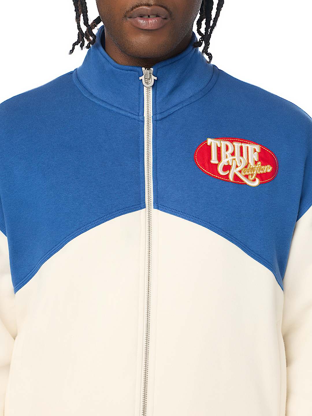 OVAL PATCH MOCK NECK ZIP UP