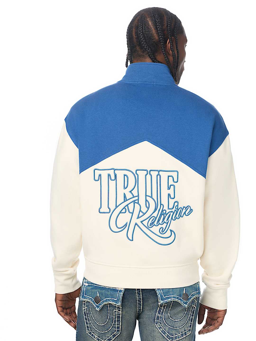 OVAL PATCH MOCK NECK ZIP UP