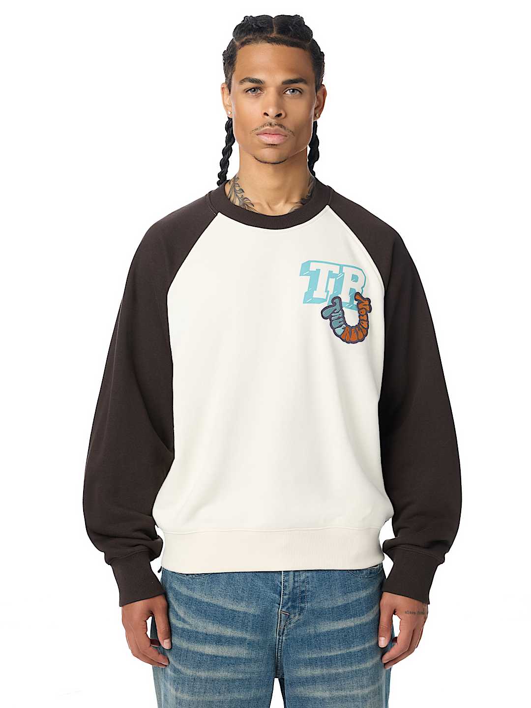 MULTI-LOGO RAGLAN CREWNECK SWEATSHIRT