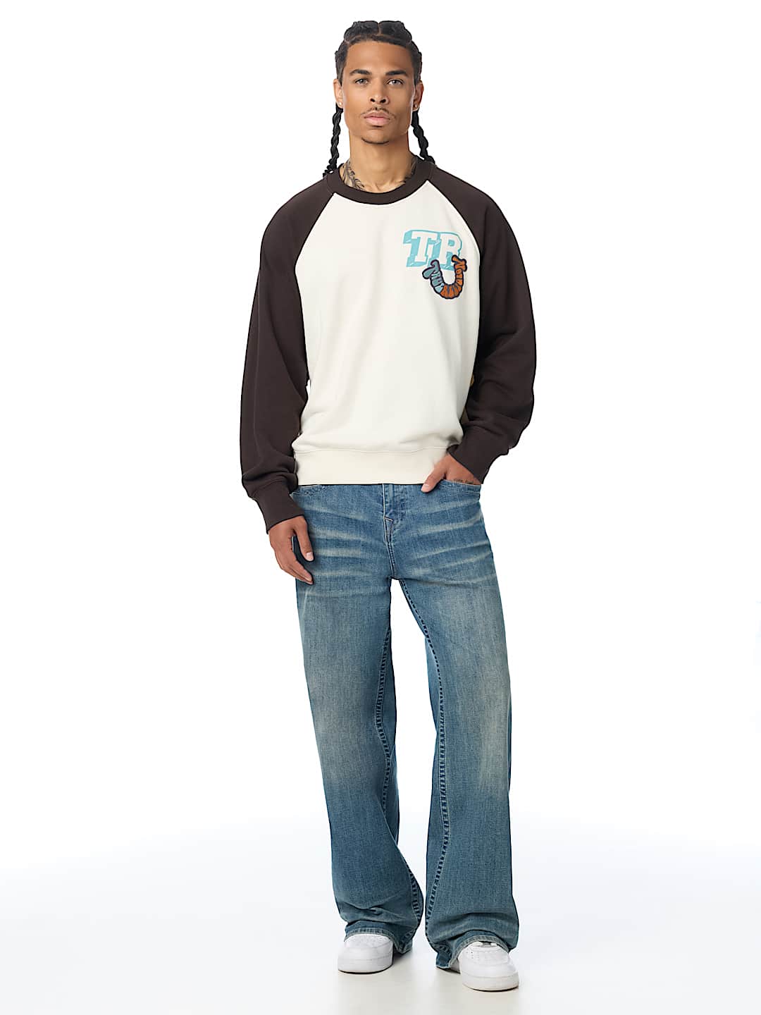 MULTI-LOGO RAGLAN CREWNECK SWEATSHIRT