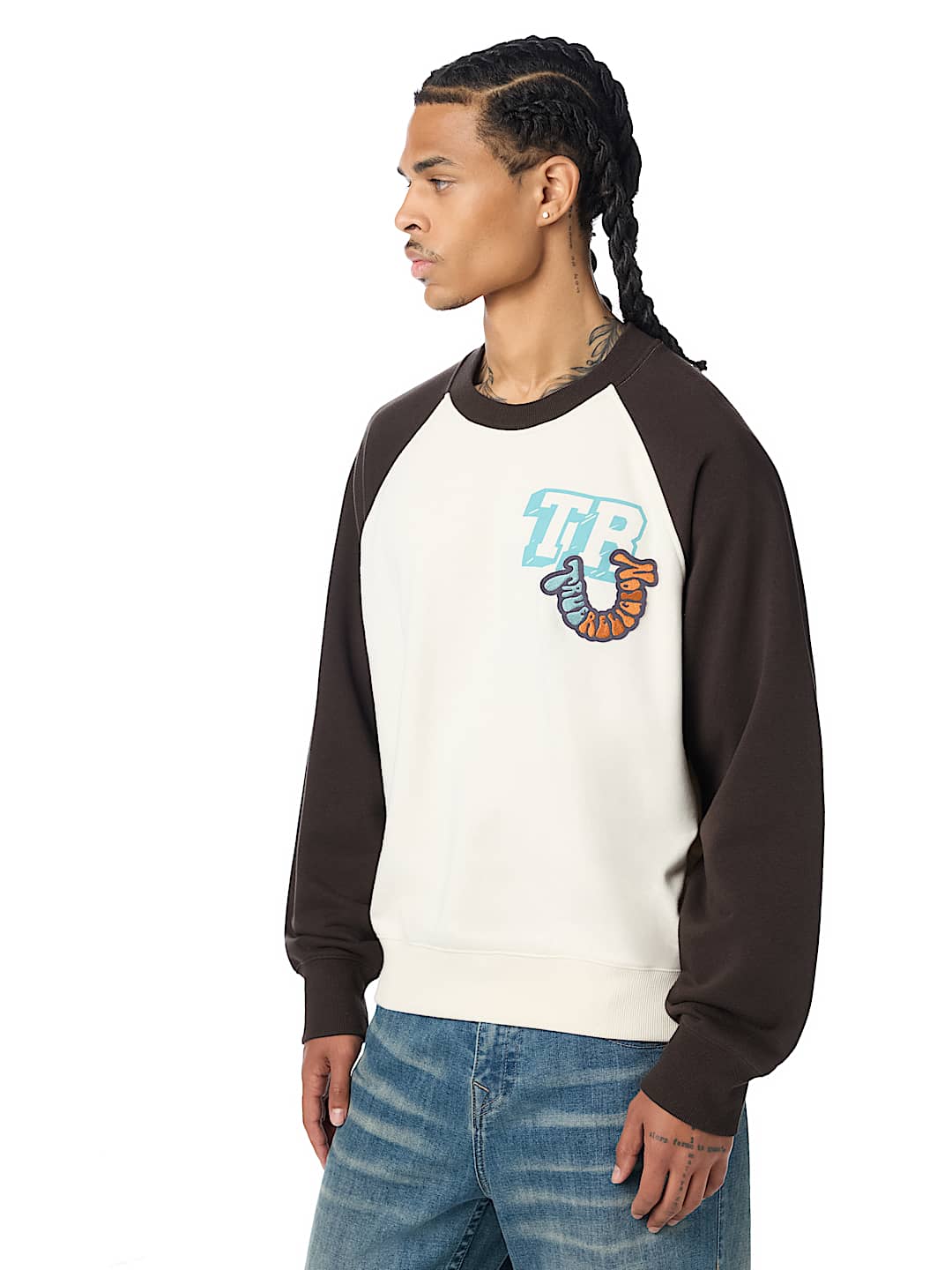 MULTI-LOGO RAGLAN CREWNECK SWEATSHIRT