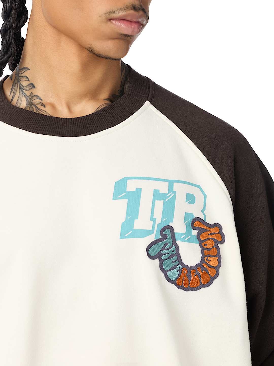 MULTI-LOGO RAGLAN CREWNECK SWEATSHIRT