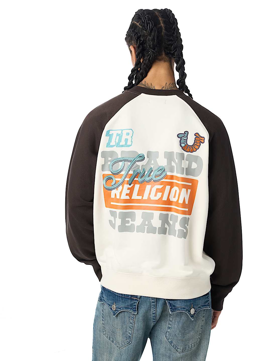 MULTI-LOGO RAGLAN CREWNECK SWEATSHIRT