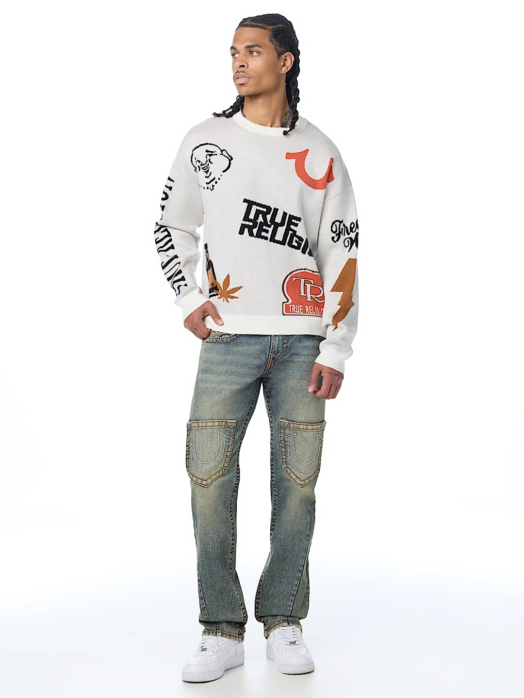 LONG SLEEVE MULTI-LOGO SWEATER