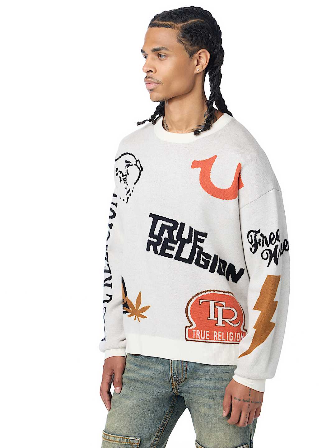 LONG SLEEVE MULTI-LOGO SWEATER